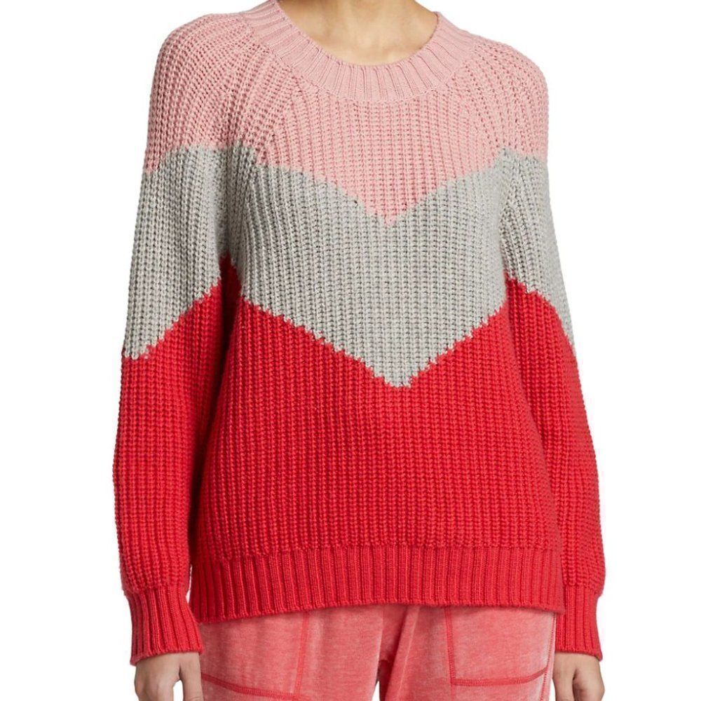 Splendid Sweater Loveland Colorblock Chevron Wool-Blend Crewneck Knit Casual